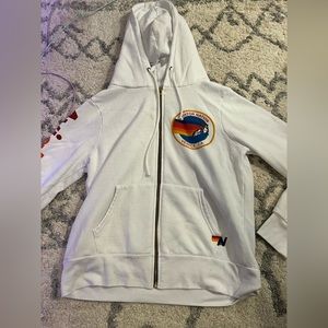 White Aviator Nation Zip Up Hoodie. SIZE M